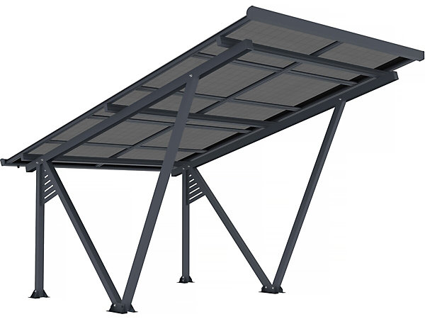 Ombrière Carport solaire avec panneaux photovoltaïques366 x 575 x 366 cmGris4,1 kW