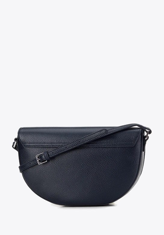Damska saddle bag z groszkowanej skóry granatowa