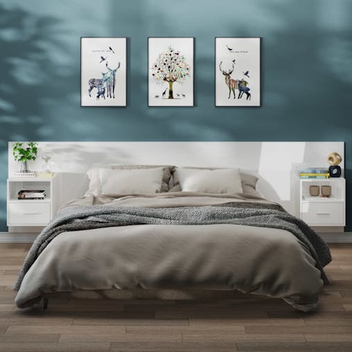 NNEVL Wall-mounted Bedside Cabinets 2 pcs High Gloss White