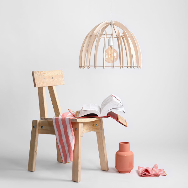 Lampa wisząca biała jasne drewno Forest 1xE27x60W wym: 110x51x50 cm Aldex