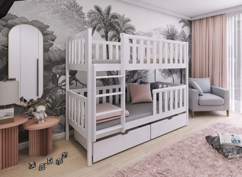 Sosnowe łóżko dziecięce do pokoju dziecka MICHALINA 80x180 stelaż flex