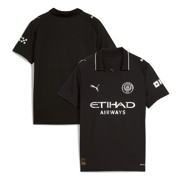 Manchester City Puma Youth 2025/26 Away Replica Jersey - Black/Green/Light Blue