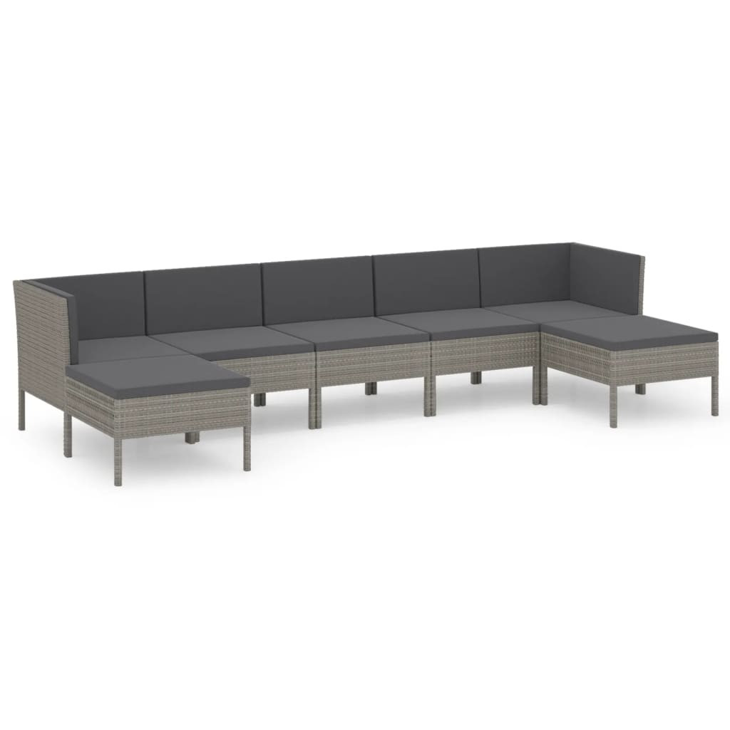 Zestaw wypoczynkowy do ogrodu Szary Technorattan 2x narożna   3x sofa