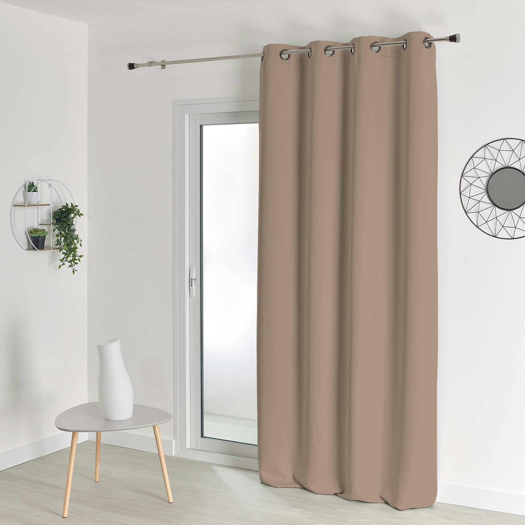 - Rideau occultant uni polyester/occultant beige 140x260 cm