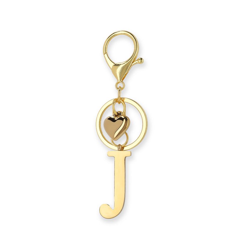Manfield Goudkleurige bag charm letter J