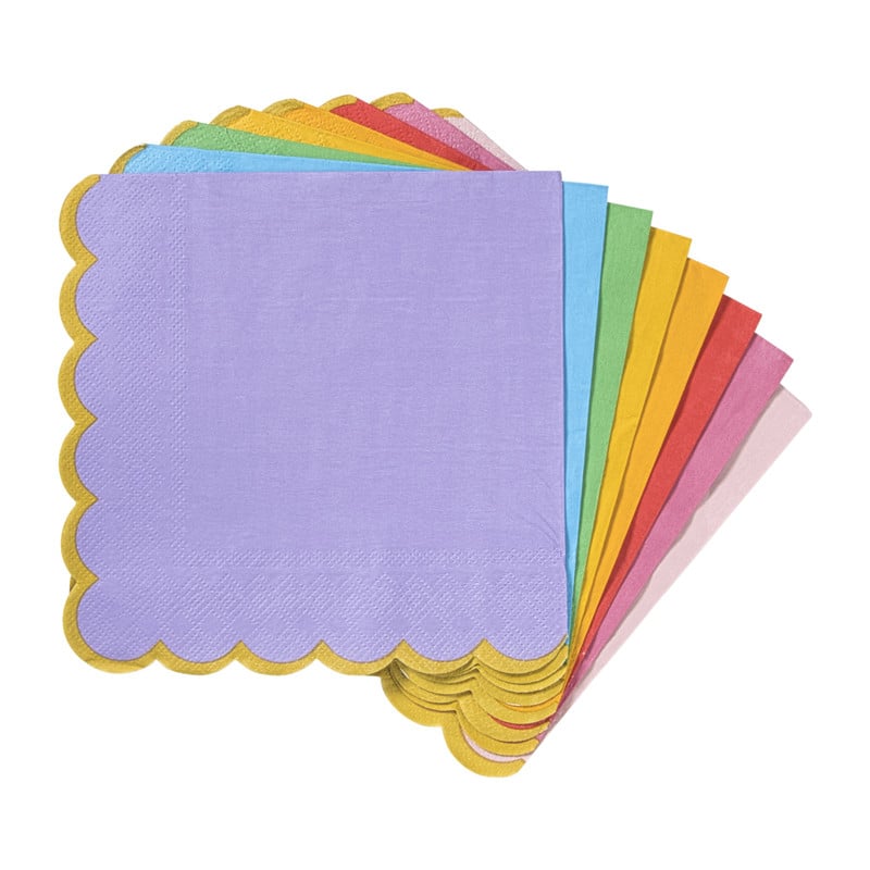 Servetten kartelrandje - multikleur - set van 16