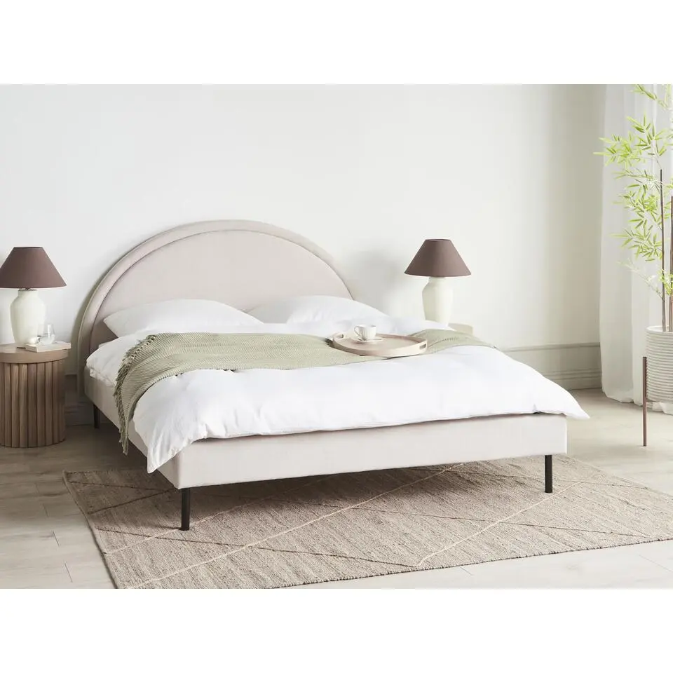 MARGUT - Bed - Lichtbeige - 160 x 200 cm - Polyester