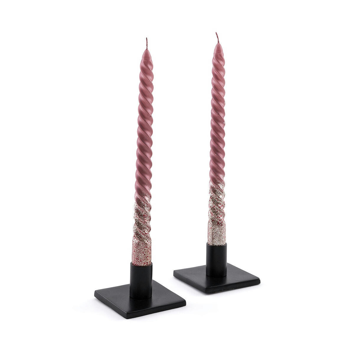 Lot de 2 bougies torsadées paillettes, Caspar