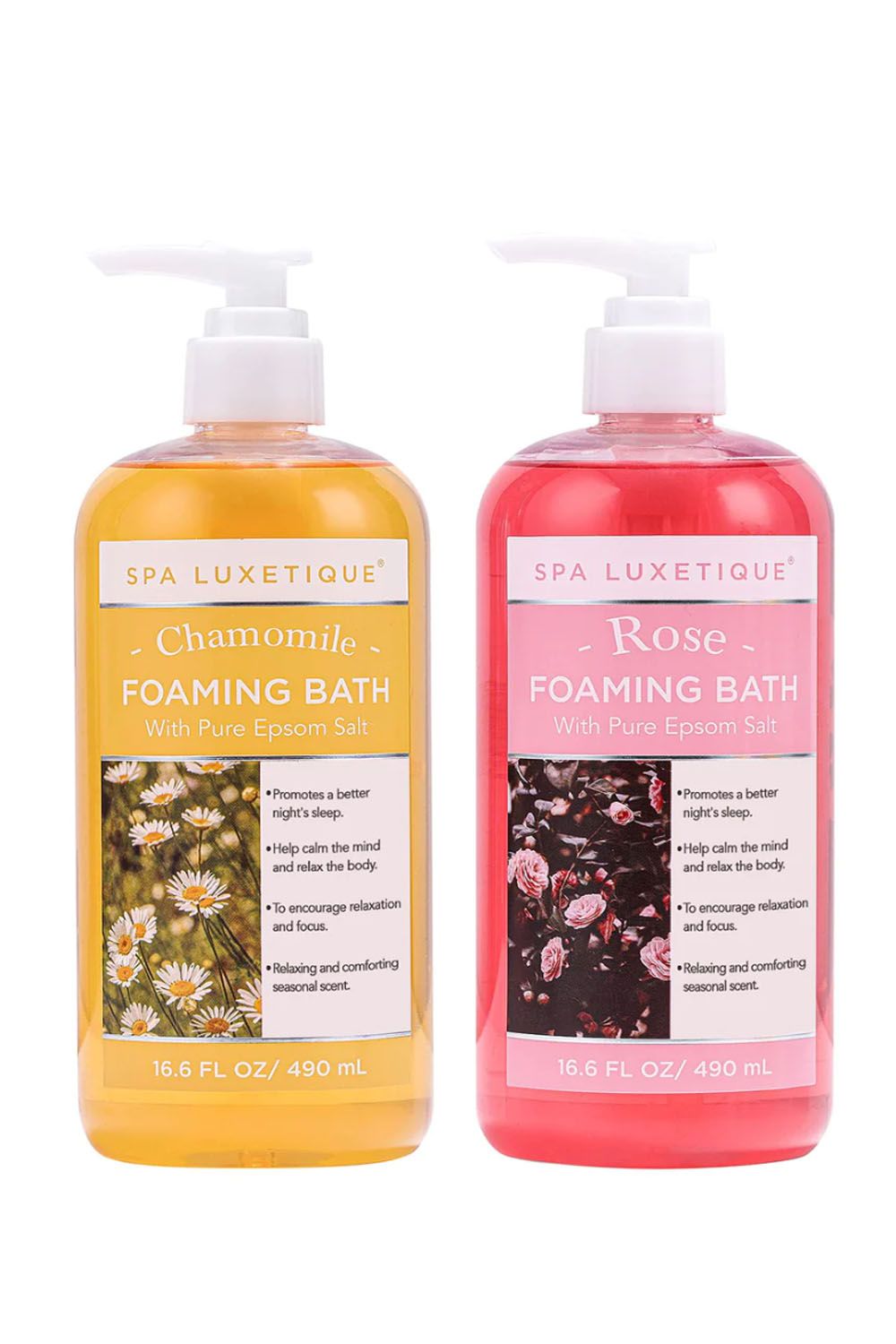 Living and Home 2Pcs Rose and Chamomile Scent Foaming Bath with Pure Epsom Salt