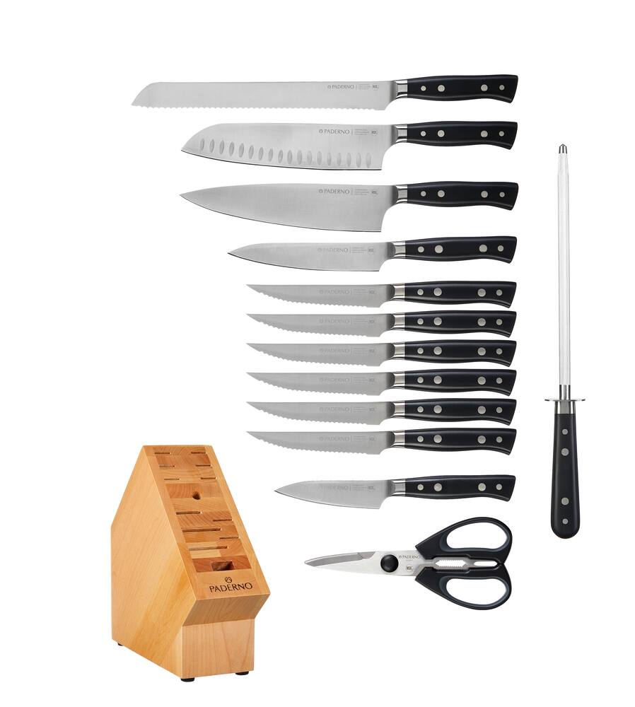 PADERNO Montgomery Stainless Steel Knife Block Set, 14-pc