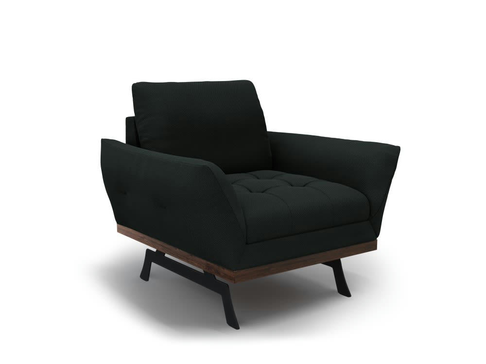 OLIVIER - Fauteuil 1 place en tissu structuré noir