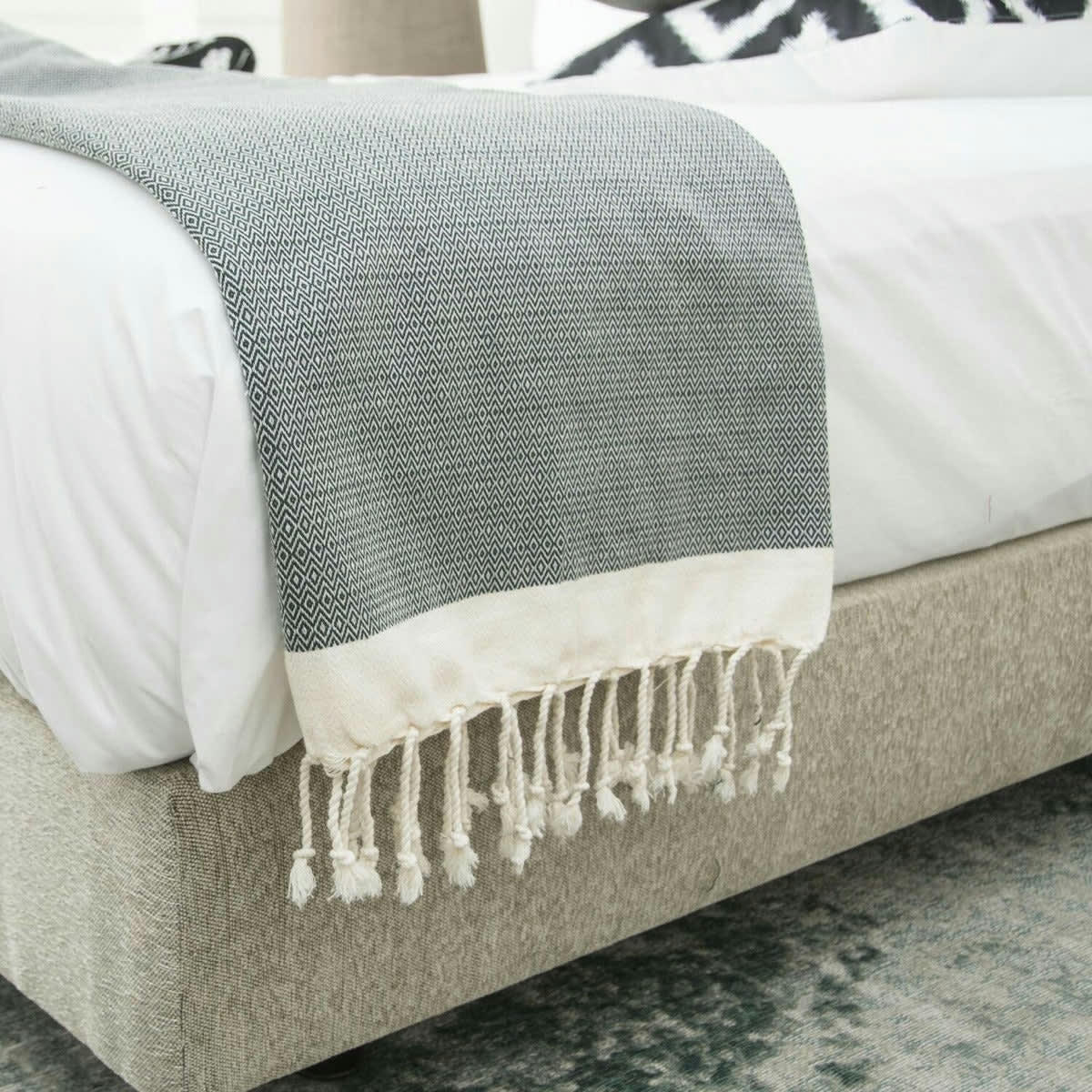 COURCHEVEL - Plaid coton  160x250 vert kaki