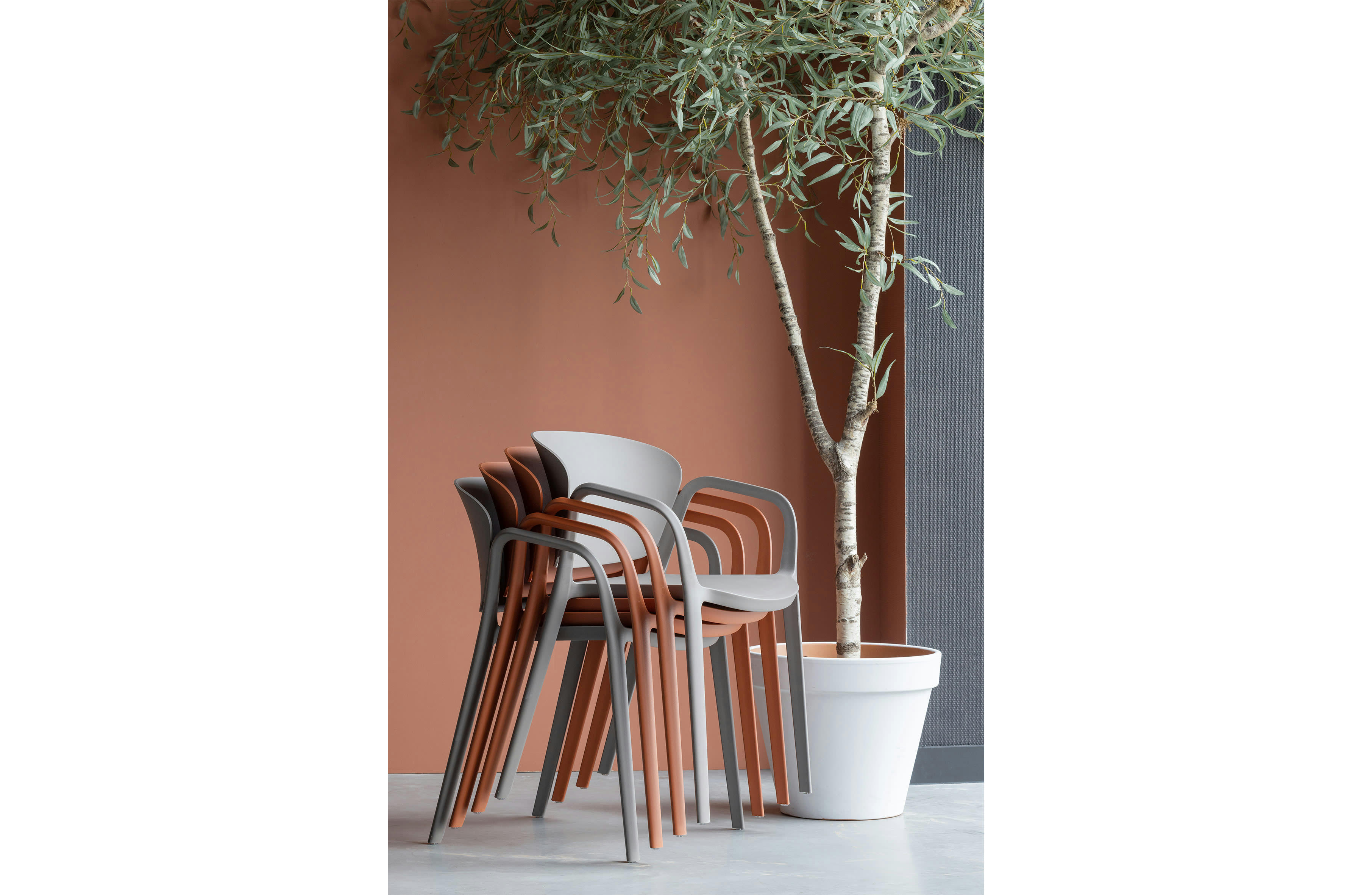 BILLY - chaises de jardin empilables taupe (x4)