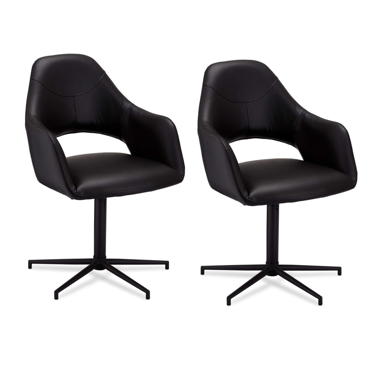 Furnhouse eetkamerstoelen armleuning Luna - Zwart - Kunstleer - Set van 2