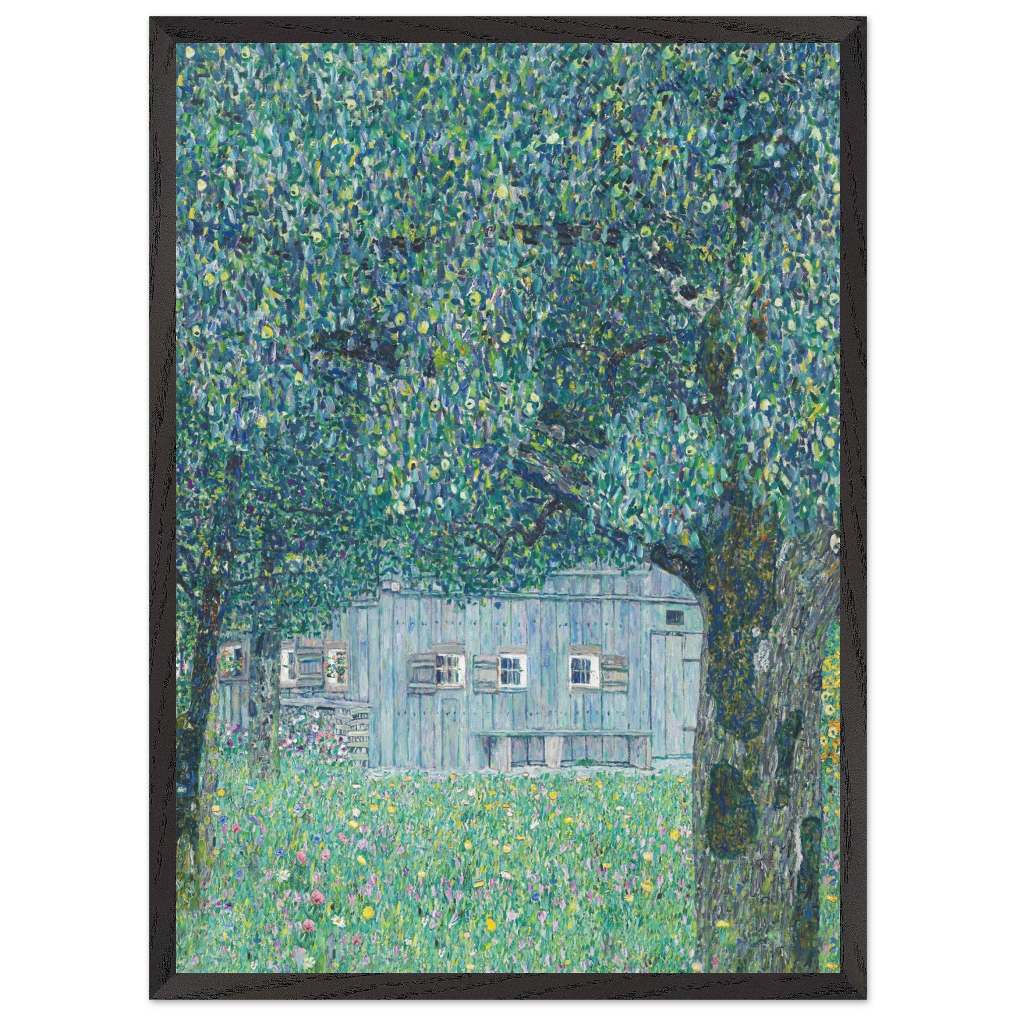 Artfulprints Poster met Lijst Gustav Klimt - Farmhouse in upper Austria  - 50x70 cm - Donkergroen