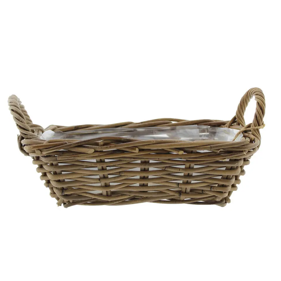 Van der Leeden Mand met hengsels - bruin - 37 x 22 x 12 cm -rotan