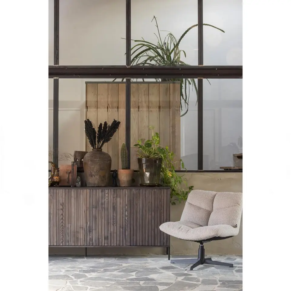 WOOOD Vinny Draaifauteuil - Boucl&eacute; - Zand - 80x75x75