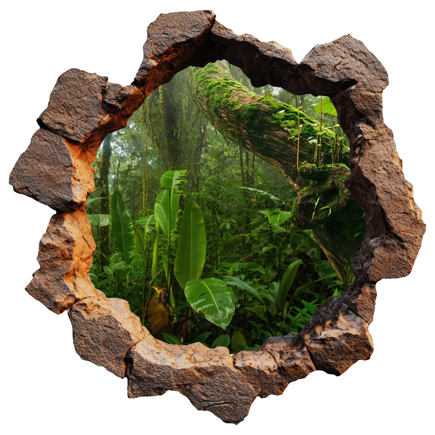 Naklejka dziura 3D wodne skały efekt dziury w ścianie 60x60