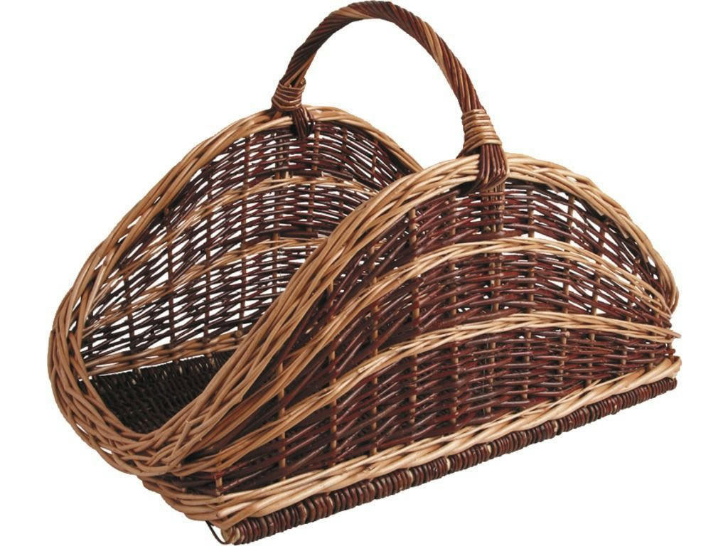 - Panier à bûches en osier brut et buff