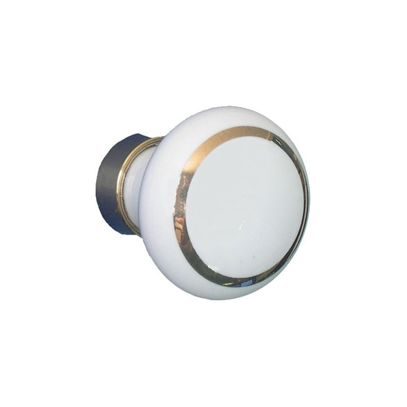 Bouton en porcelaine blanc et doré Ø 30 mm LINEA BERTOMANI