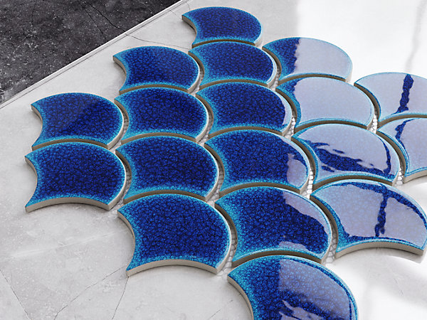 Mosaïque sur résille pour salle de bain et cuisine en céramique 28.5 cm x 29.0 cm - Blue sky