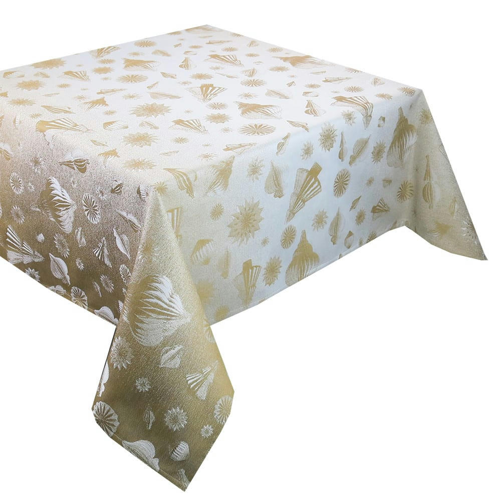 MILLE MERRY OR - Nappe enduit imperméable pur coton or 150X150