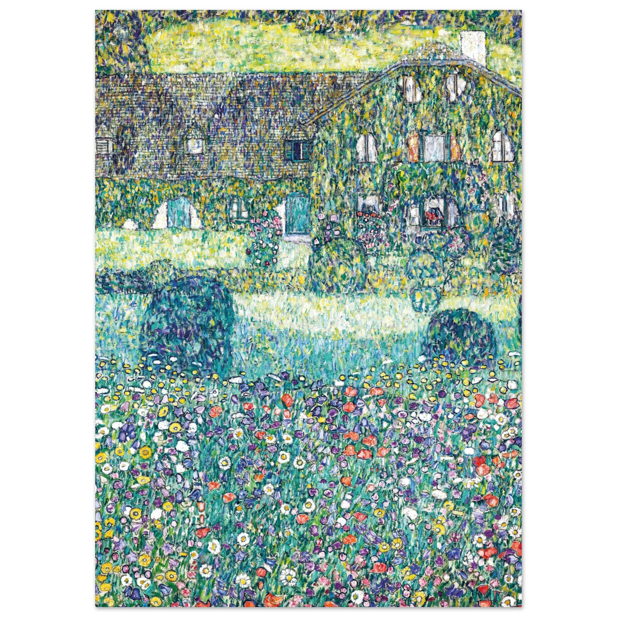 Artfulprints Poster Gustav Klimt - Country house by the Attersee  - 50x70 cm - Donkergroen