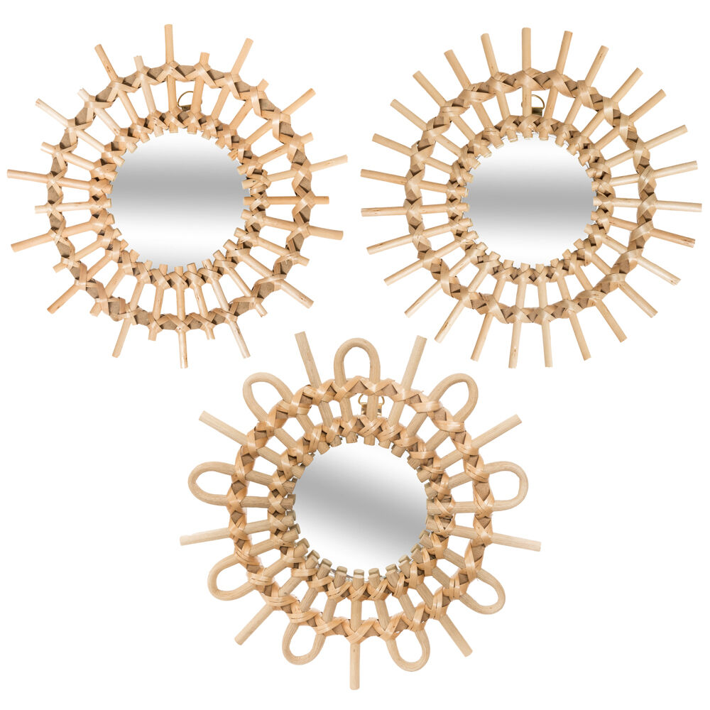 Conjunto 3 espelhos de parede sol 28cm