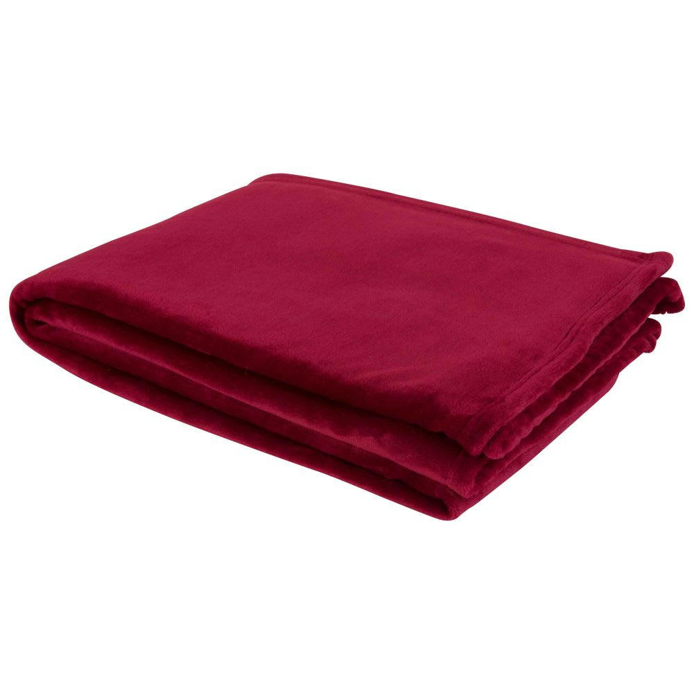 - Plaid imitation fourrure rouge cerise 130x180
