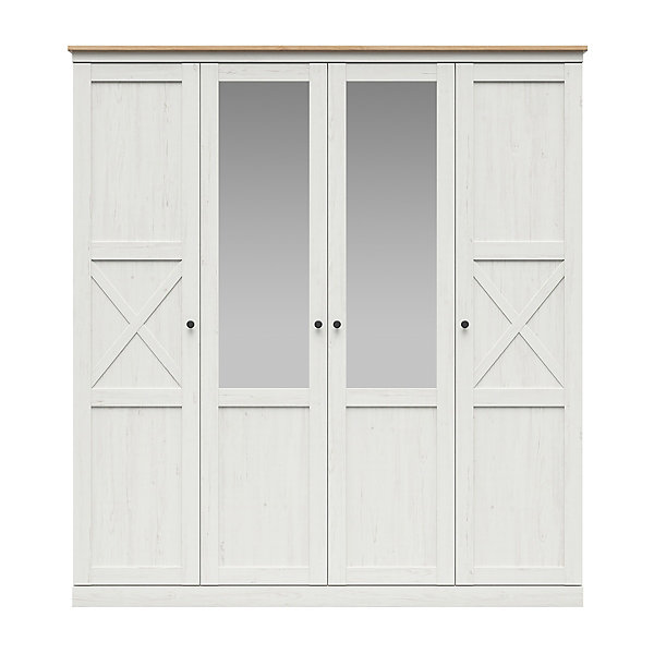 Armoire 4 portes Victoria Blanc et Bois