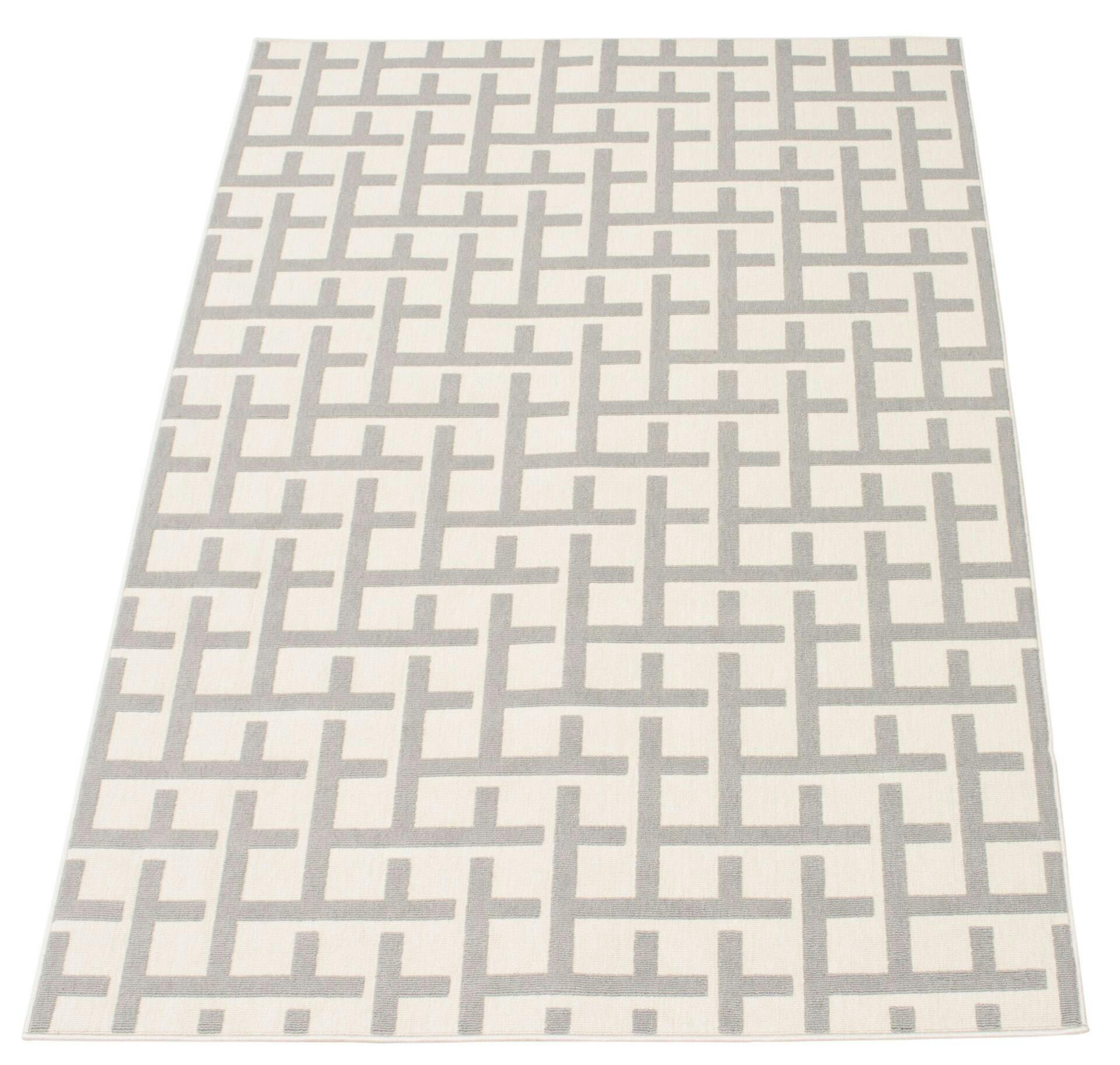 ECARPET Villa Indoor/Outdoor Geometric Area Rug, Light Grey/Ivory, Assorted Sizes