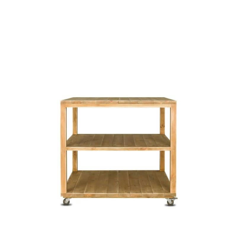 - Comptoir ilot sur roulettes bois massif