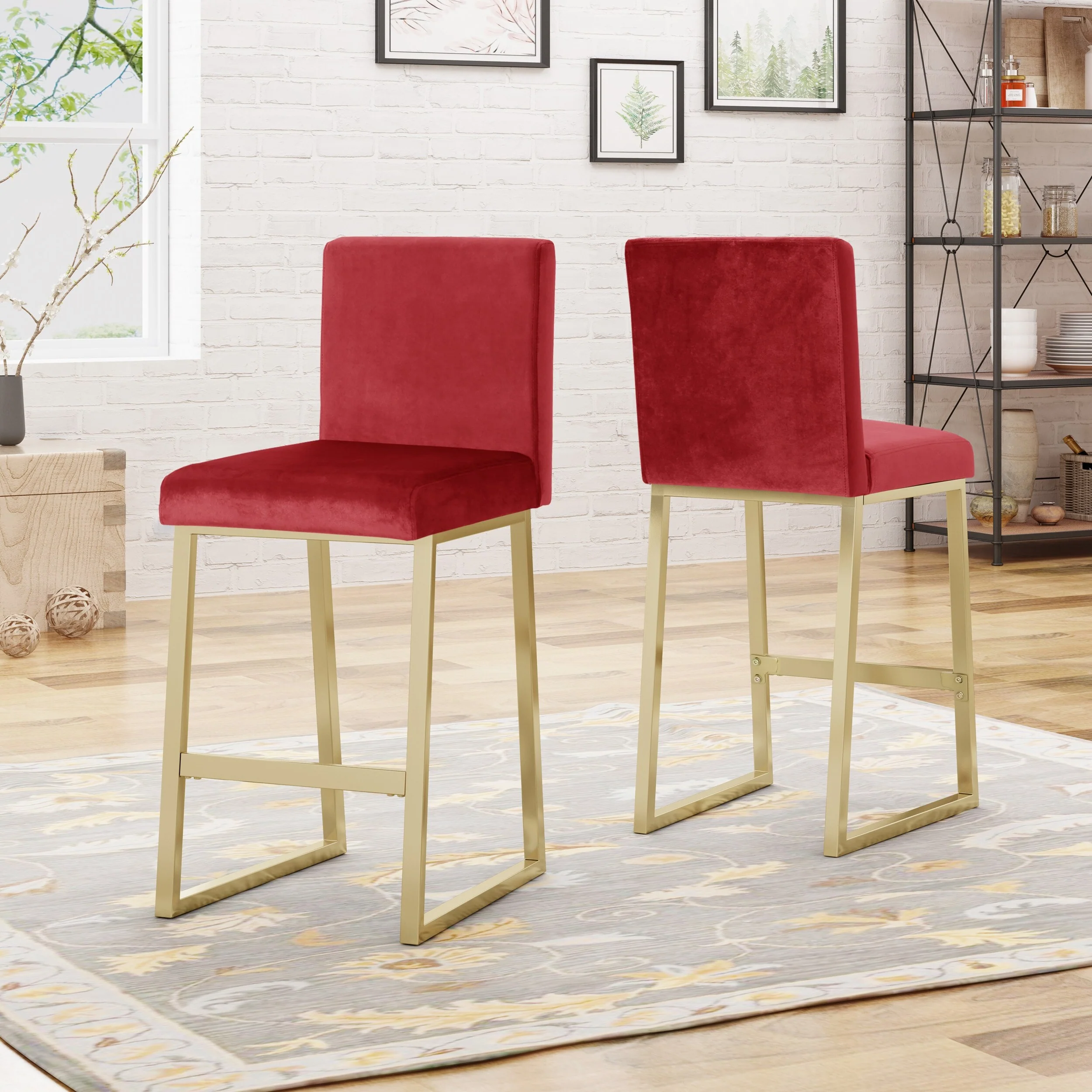 Toucanet Modern Glam Velvet Barstools (Set of 2) by Christopher Knight Home