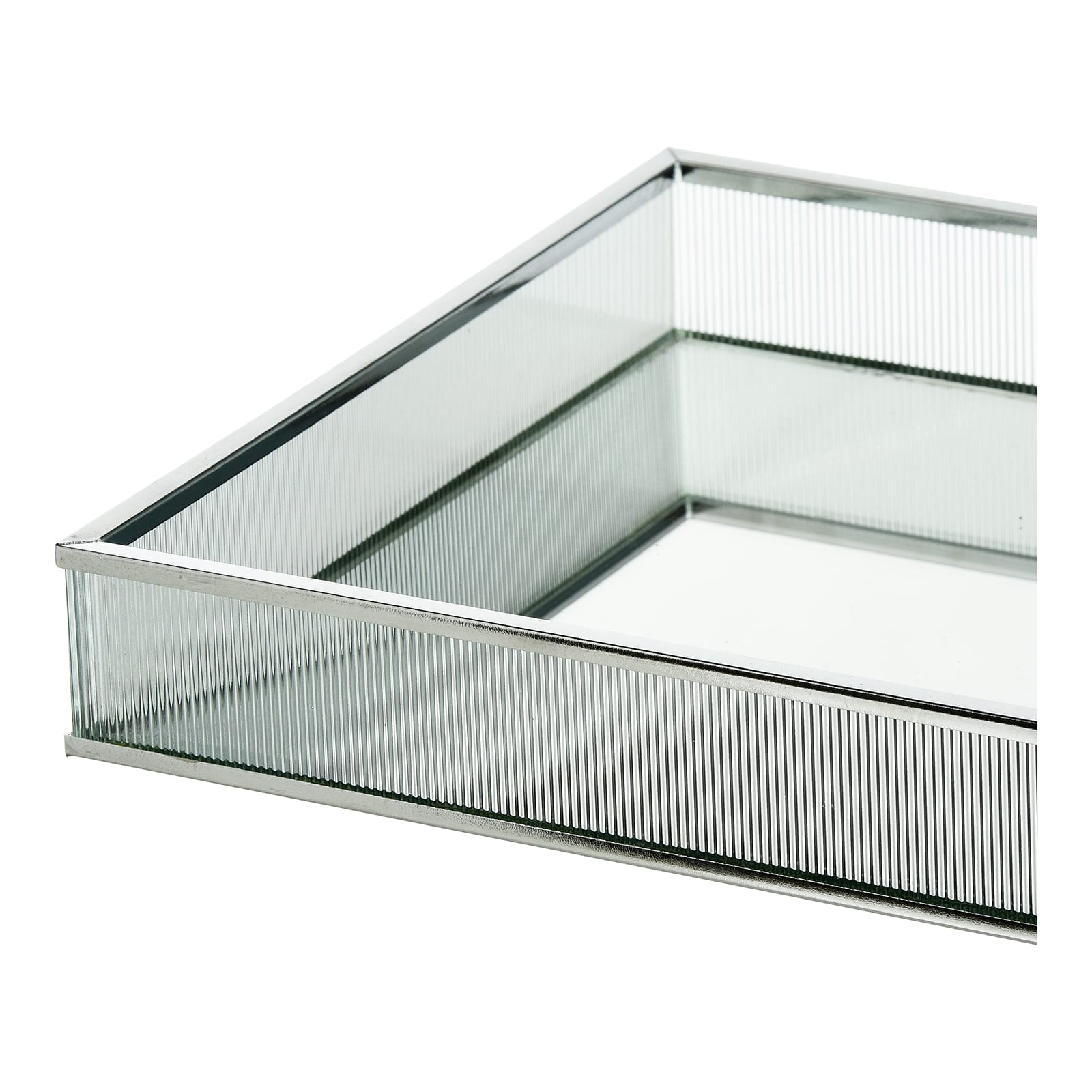 Deko-Tablett Rillen, verspiegelt Silber,L 500 x B 200 x H 35 mm