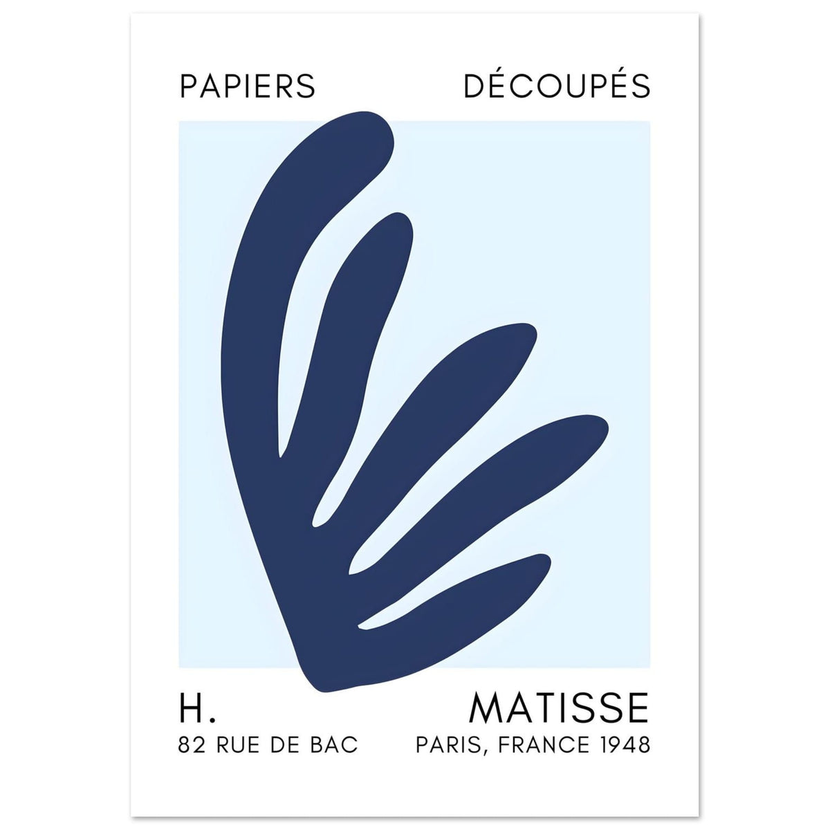 Artfulprints Poster Matisse – Aquatic impression navy blue I  - A4 21x29.7 cm - Blauw
