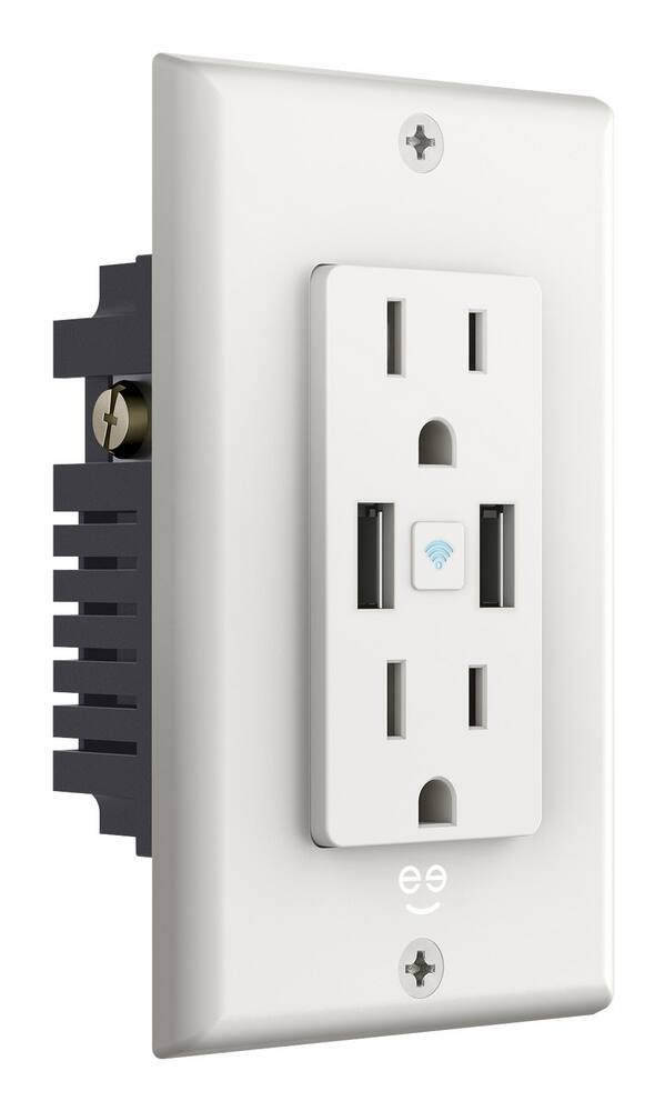 Geeni GNCWW116199 Wi-Fi Smart Wall Outlet, White, No Hub Required