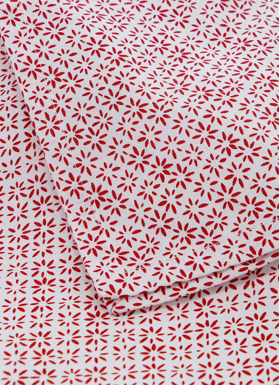 TORCHON EN COTON MINI MOTIFSBLANC ROUGE