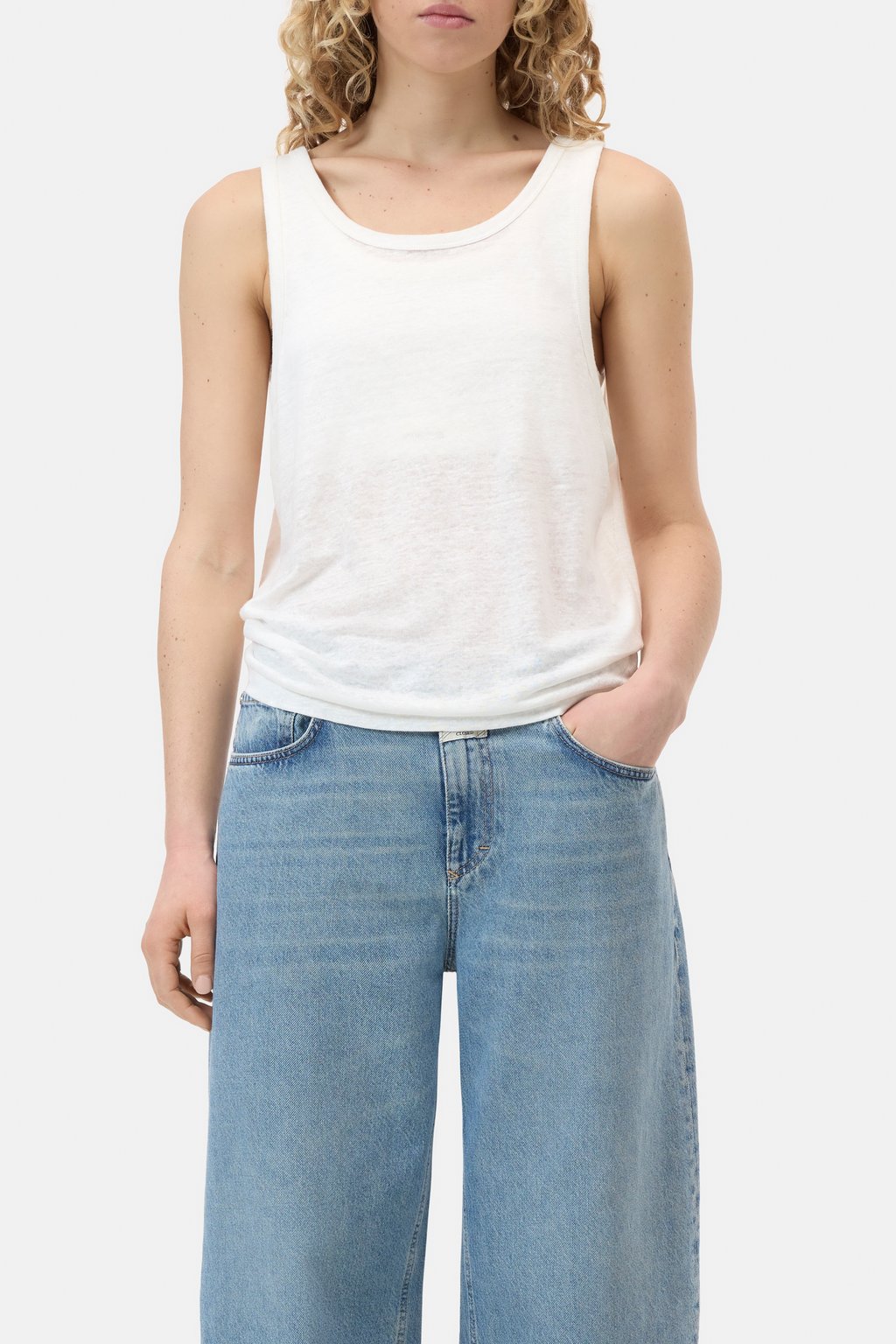 Top aus Leinen-Jersey
