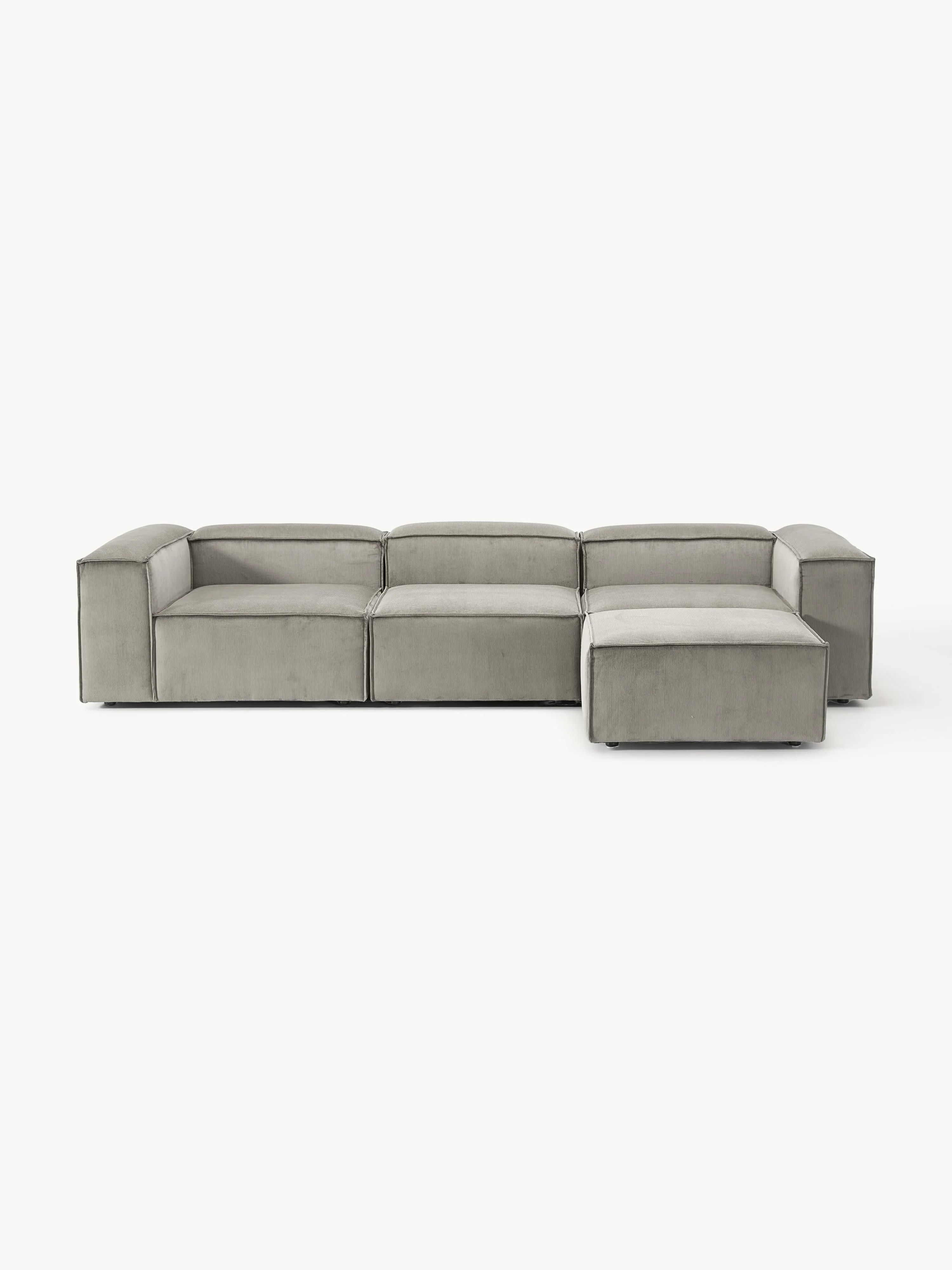 Modulares Sofa Lennon (4-Sitzer) aus Cord mit Hocker (links/rechts)