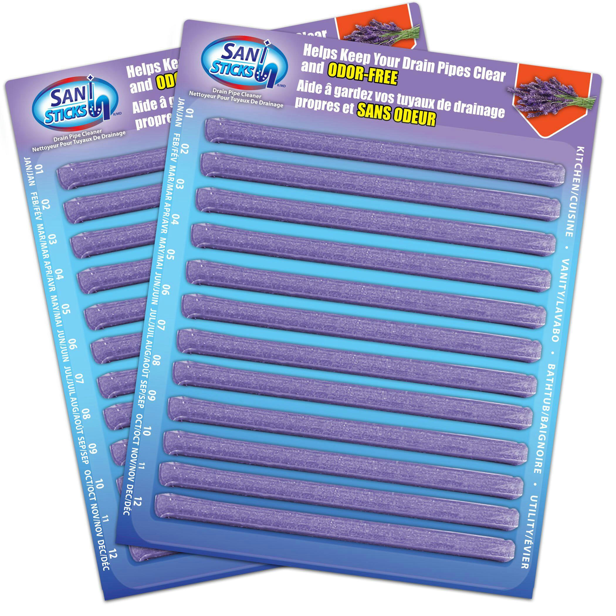 Sani Sticks Odour-Free Drain Pipe Cleaner, Lavender