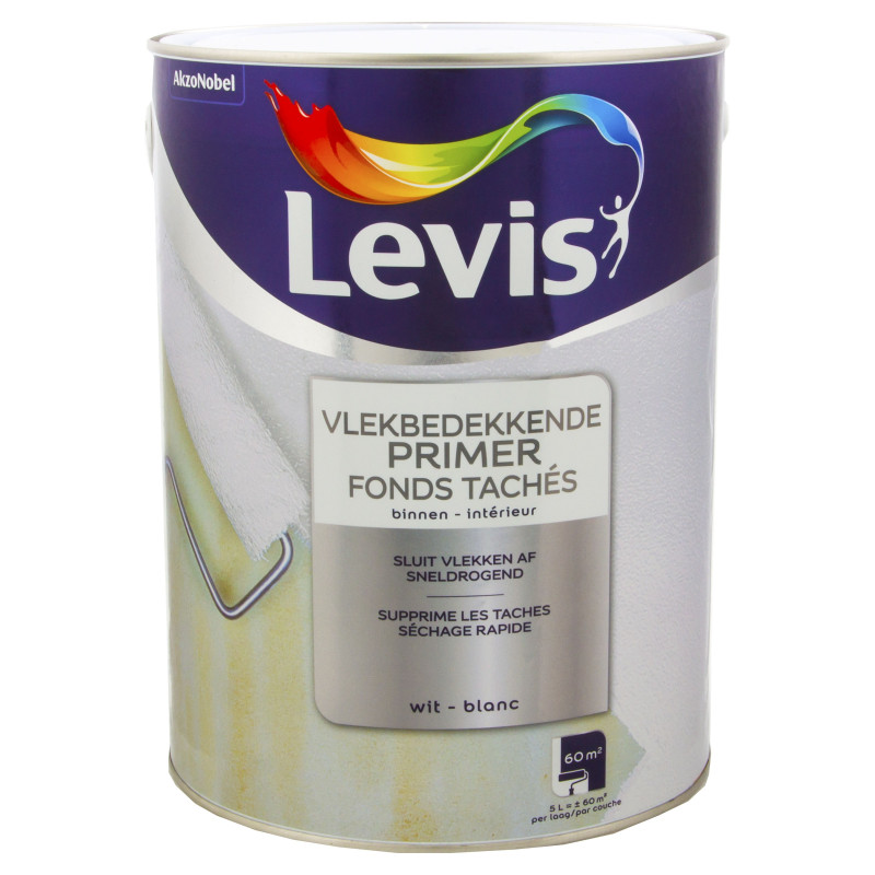Primer Fond Tâchés pour mur intérieur blanc 5 L LEVIS