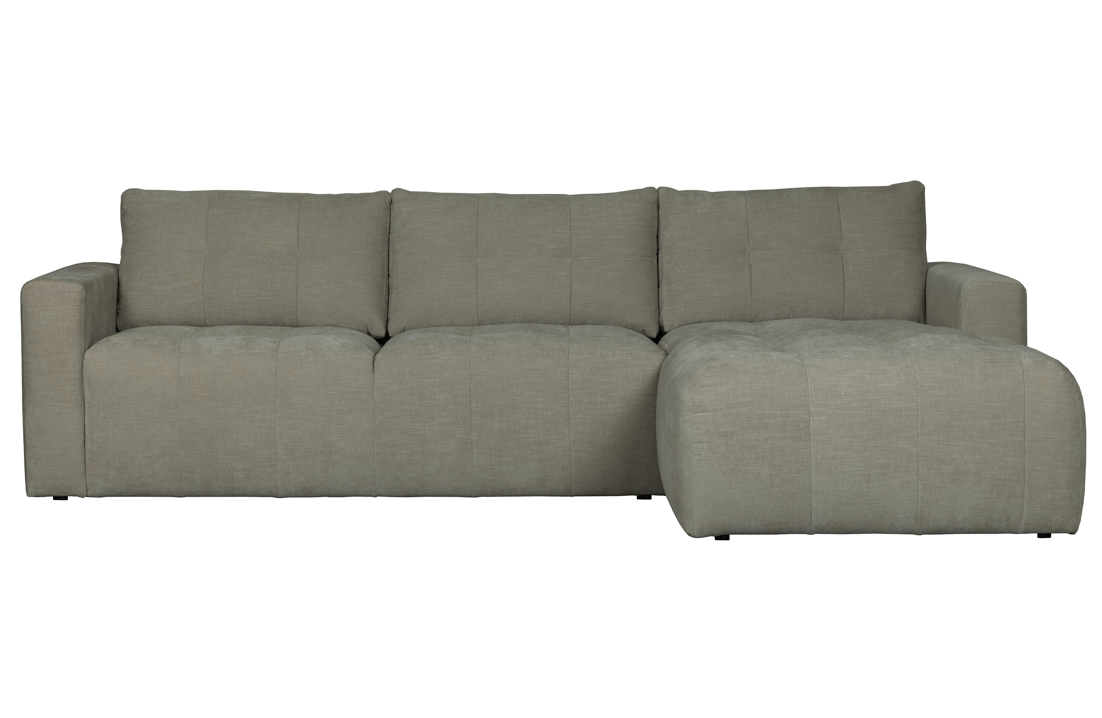 BAR - Canapé d'angle droit 3 places en tissu gris clair