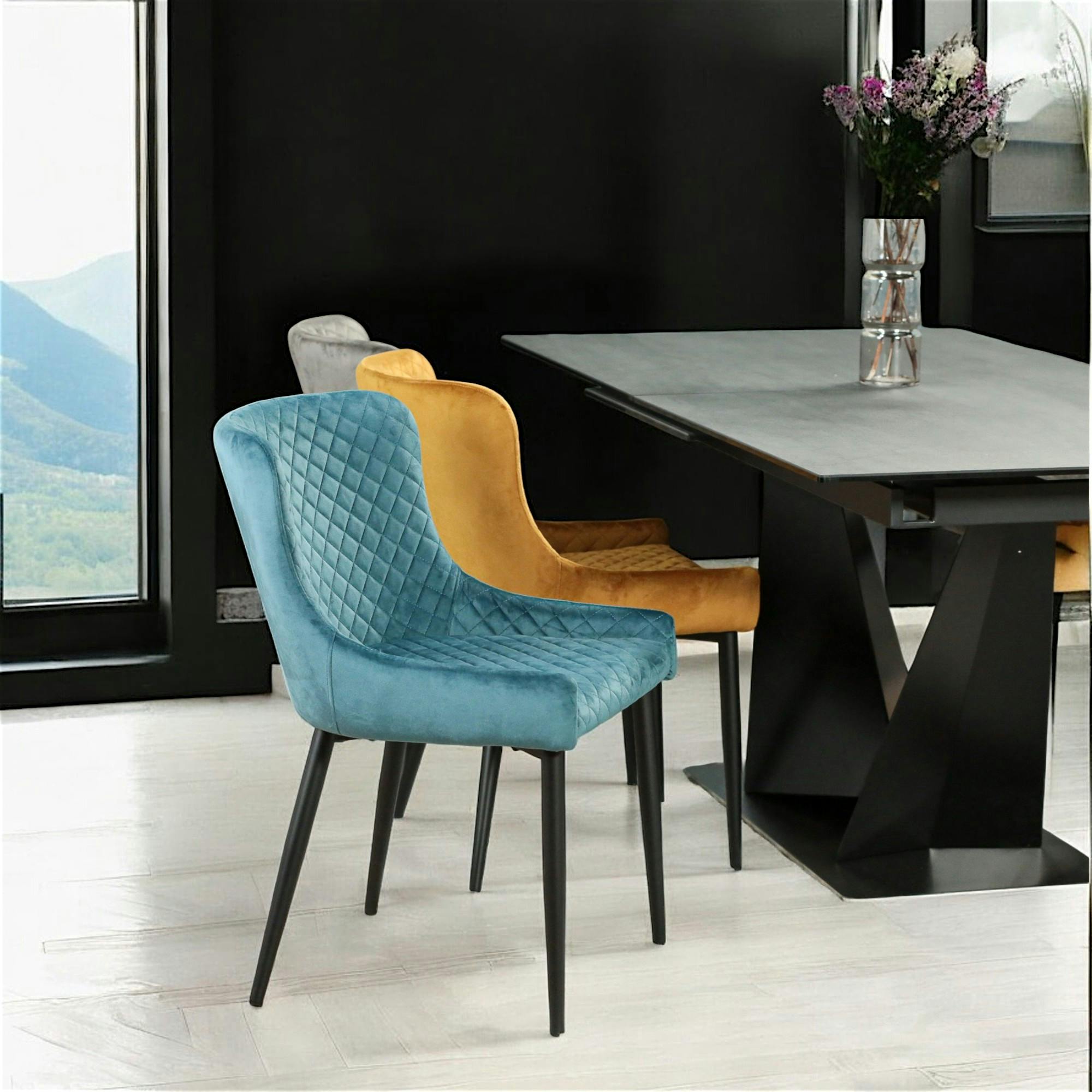 Chaise bleue en velours (lot de 2) ARLINGTON