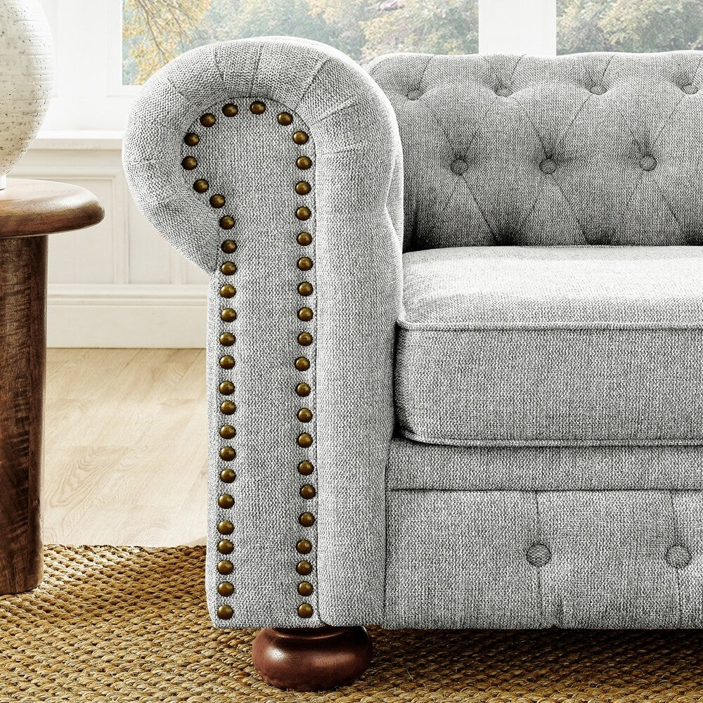 Chesterfield Sofa Tufted Upholstered PU 3-Seater Sofa