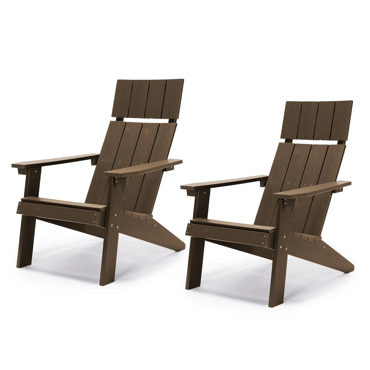 LUE BONA Outdoor Plastic Weather Resistant Set of 2 Adirondack Chairs with Separate Headrest
