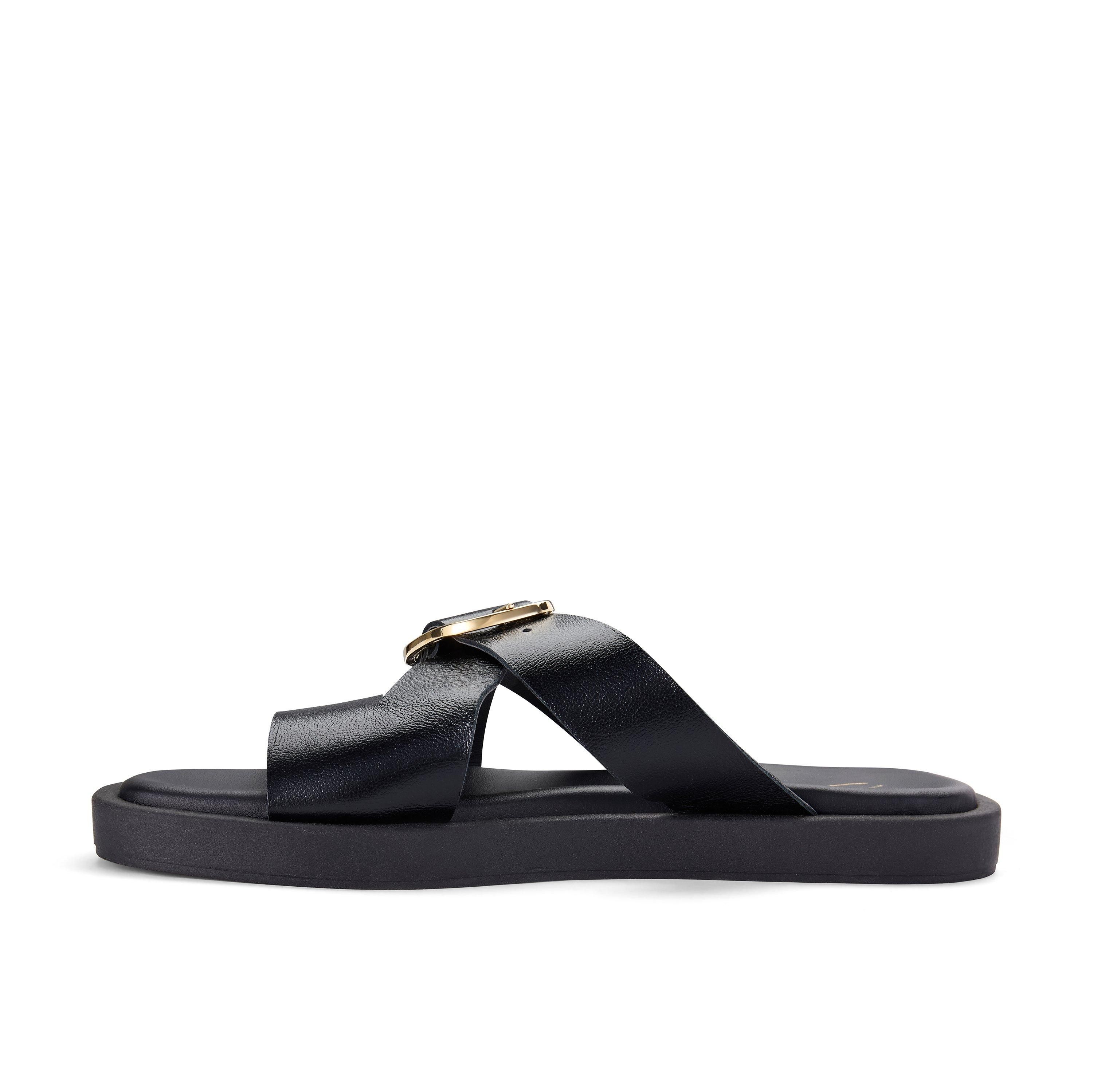 Clarks Ravina Strap Black Flat Sandals