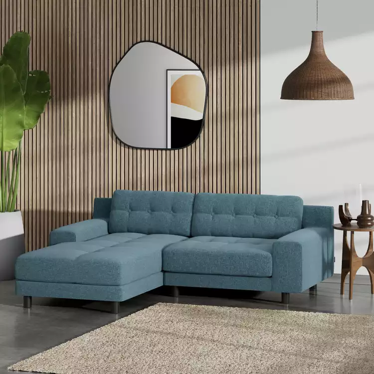 Habitat Hendricks Left Hand Corner Sofa - Blue - Black Leg