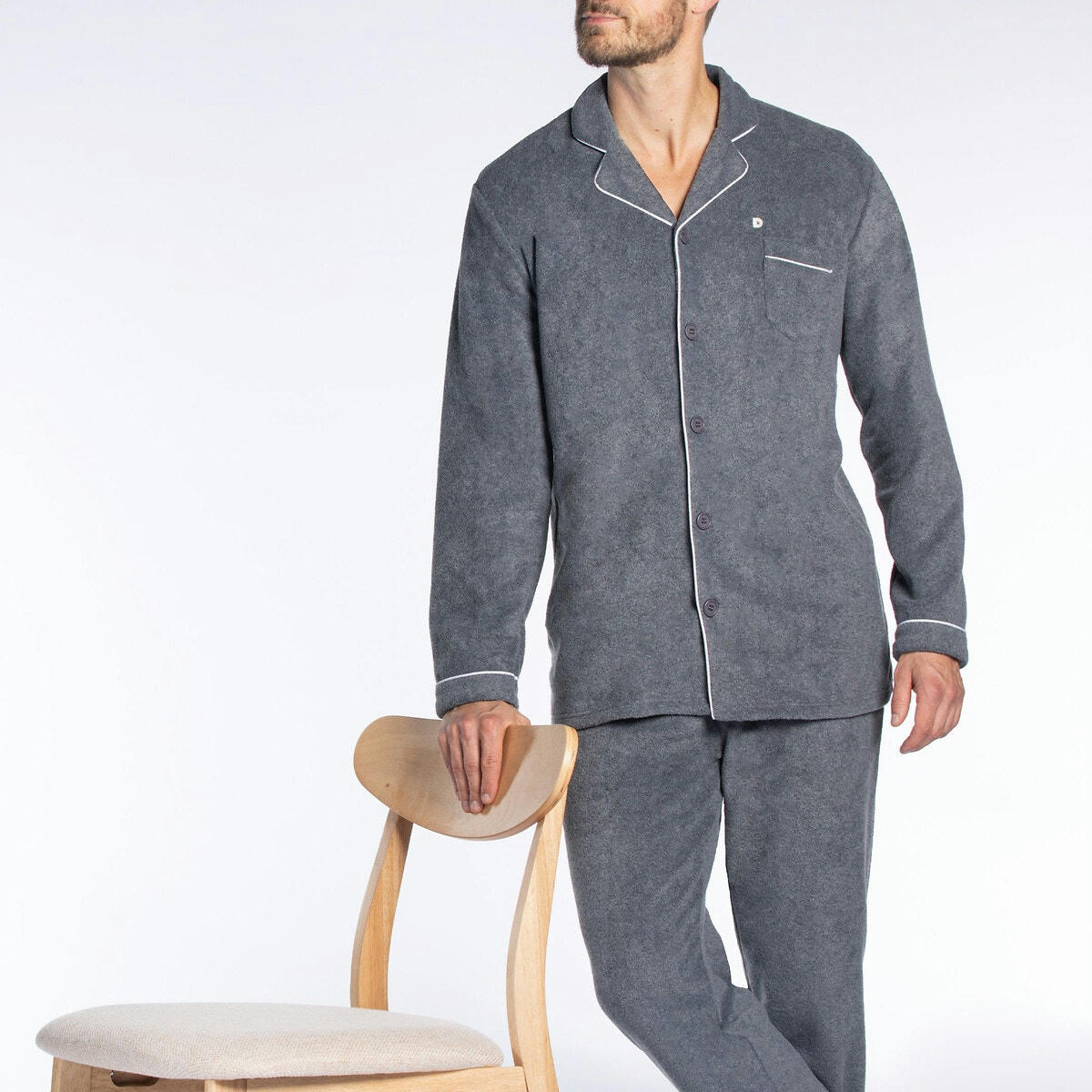 Pyjama long avec col chemise