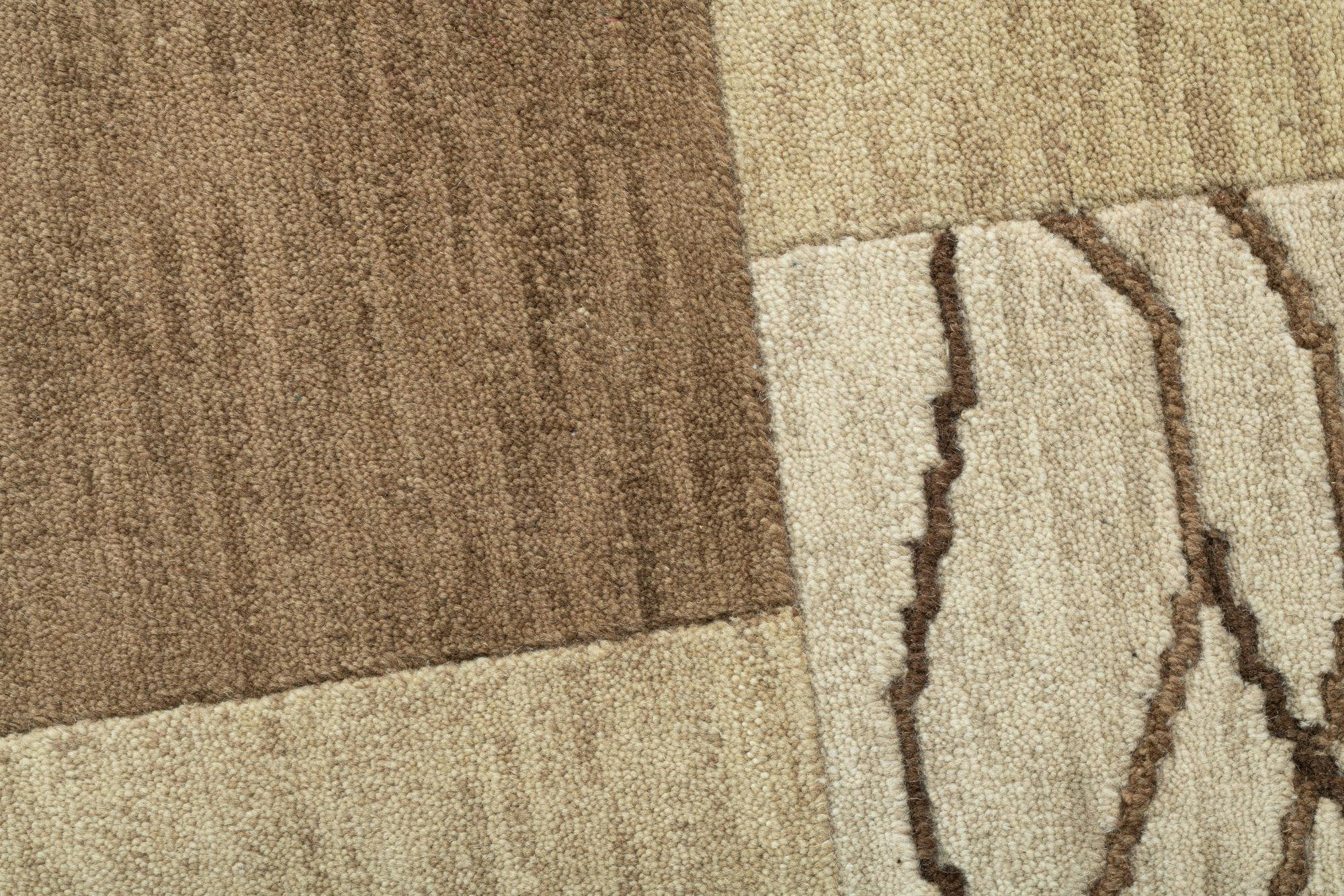 ROYAL DOMAS - Tapis tufté main en laine vierge - marron 170x240 cm