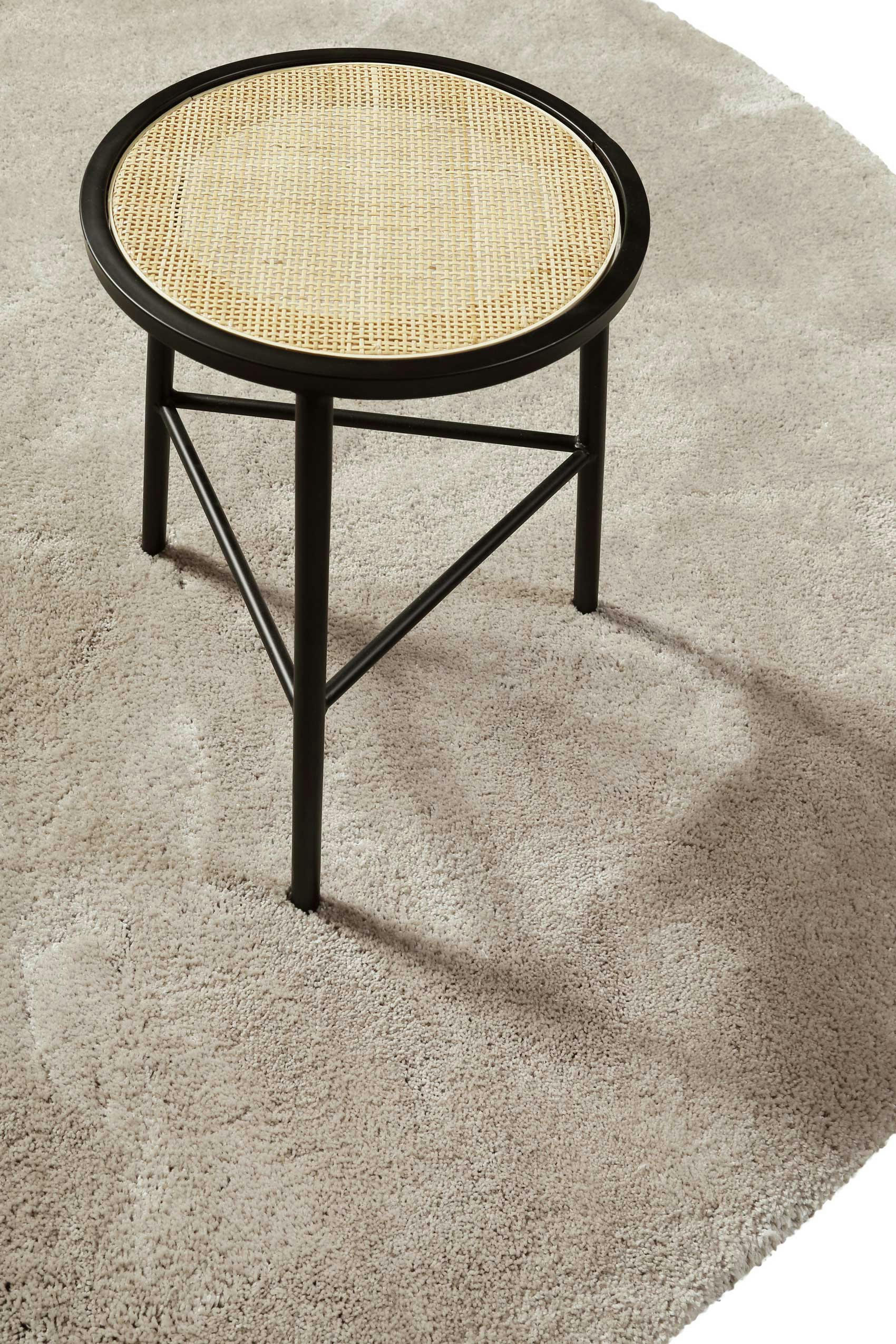 EMILIA - Tapis rond poils longs douces microfibre gris beige 120 D